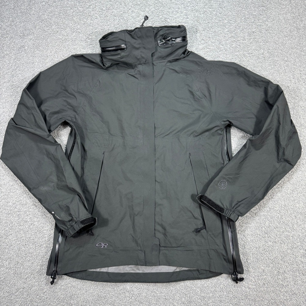 Outdoor Research Rain Jacket Men's Small Black Pertex Shield Hooded Soft Shell